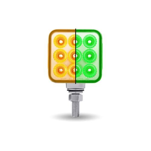 Turn & Tail to Green Auxiliary 3" Mini Double Face Square Light with Reflector LEDs - 30 Diodes-TLED-DS3XG1