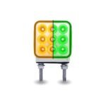 Turn & Tail to Green Auxiliary 3" Mini Double Face Square Light with Reflector LEDs - 30 Diodes-TLED-DS3XG2