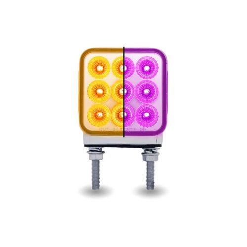 Turn & Tail to Purple Auxiliary 3" Mini Double Face Square Light with Reflector LEDs - 30 Diodes-TLED-DS3XP2