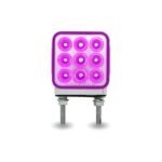 Amber/Red Stop, Turn & Tail to Purple Auxiliary 3" Mini Double Face Square Light with Reflector LEDs - 30 Diodes - Image 4