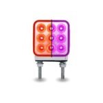 Amber/Red Stop, Turn & Tail to Purple Auxiliary 3" Mini Double Face Square Light with Reflector LEDs - 30 Diodes - Image 5