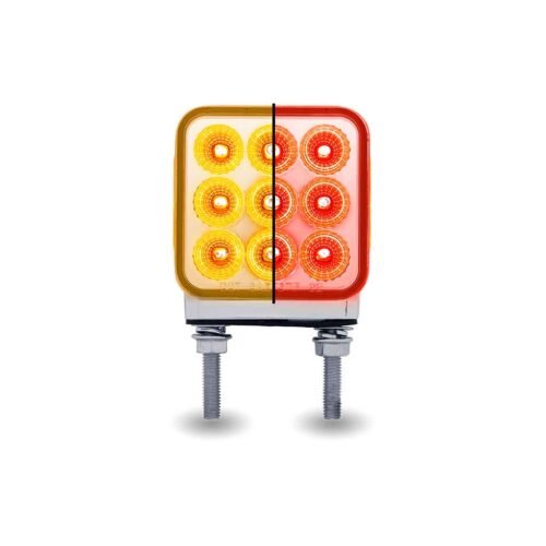 Turn & Tail to Red Auxiliary 3" Mini Double Face Square Light with Reflector LEDs - 30 Diodes-TLED-DS3XR2