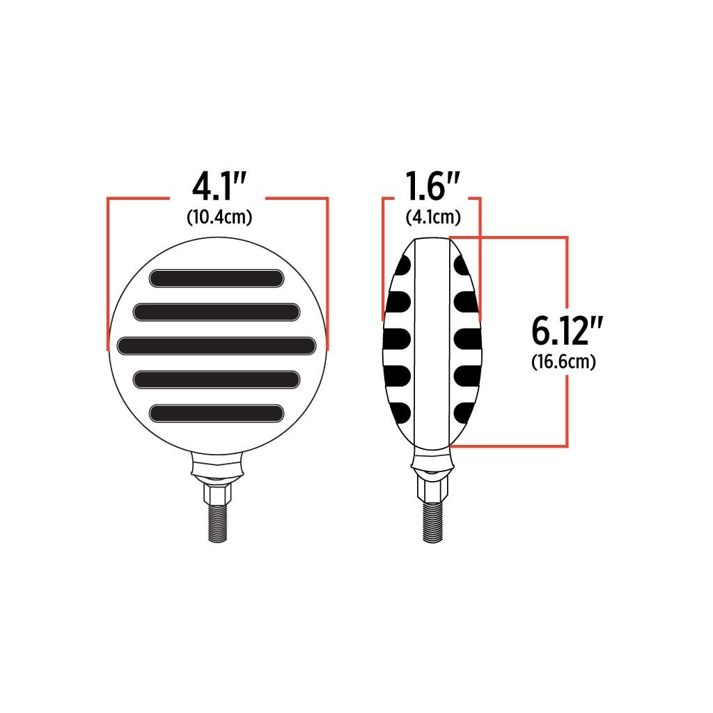 TLED-FDC_TECH Clear Amber/Red Turn & Marker Double Face Round Flatline LED Light - 72 Diodes - Image 3