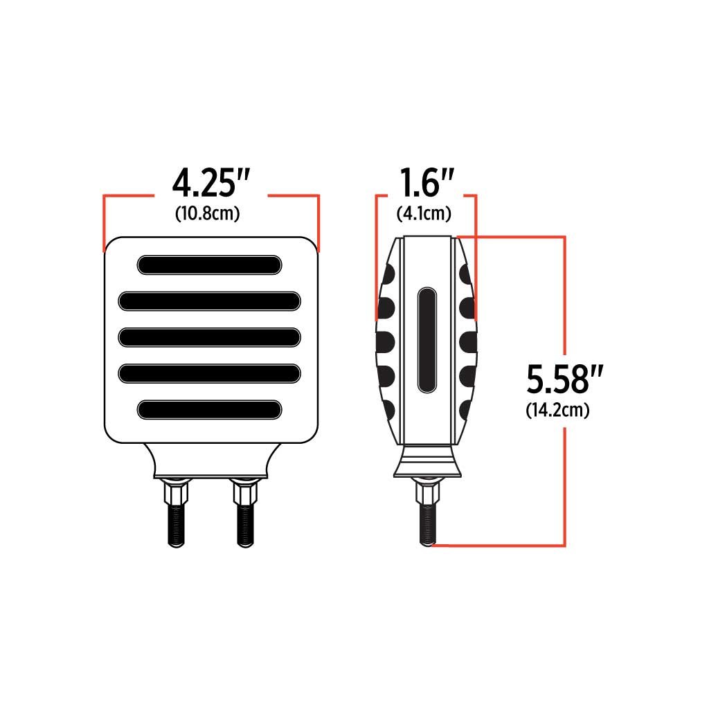 TLED-FSC_TECH Clear Amber/Red Turn & Marker Double Face Square Flatline LED Light - 80 Diodes - Image 3