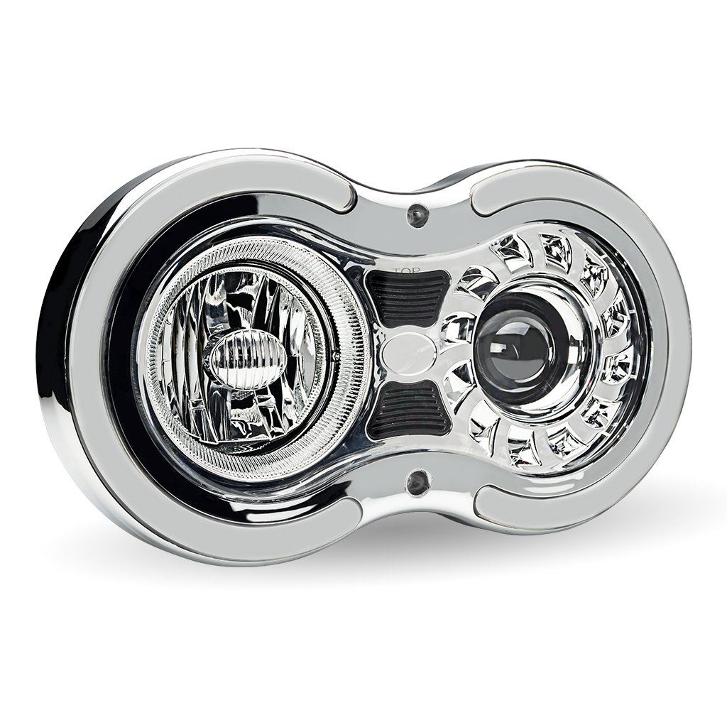 TLED-H104_ANGLE_OFF "Retro Series" LED Projector Headlight Assembly with Glow Position & Marker LED Accents - Chrome (Driver Side) - Image 4