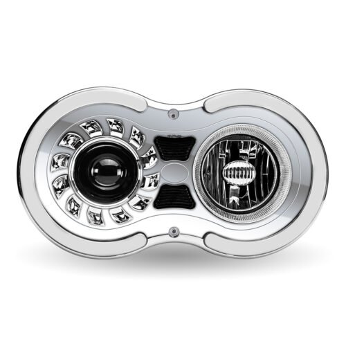 "Retro Series" LED Projector Headlight Assembly with Glow Position & Marker LED Accents - Chrome (Driver Side)-TLED-H104