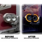 "Retro Series" LED Projector Headlight Assembly with Glow Position & Marker LED Accents - Chrome (Passenger Side) - Image 8