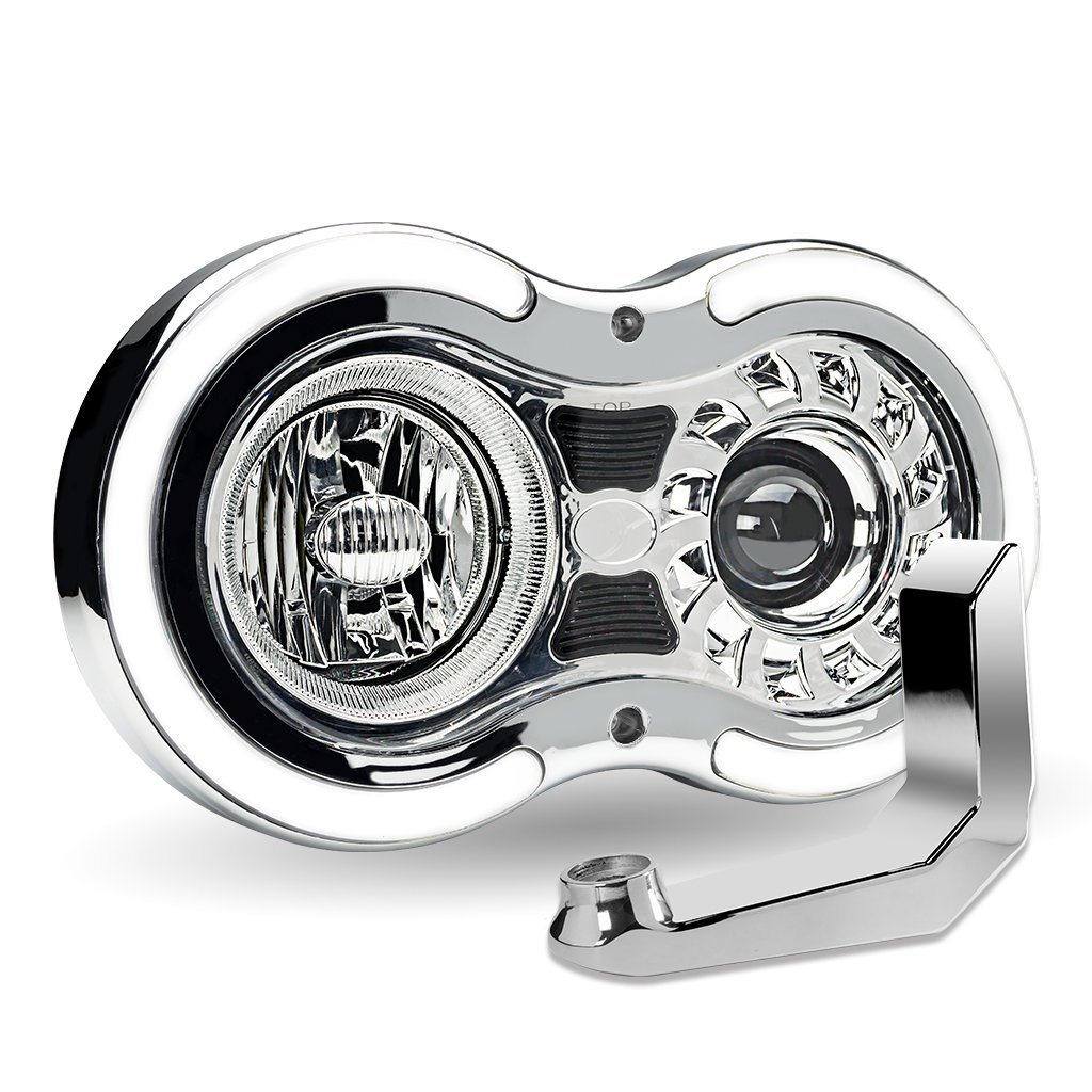 TLED-H106_ANGLE_FUNC1 "Retro Series" LED Projector Headlight Assembly with Glow Position & Marker LED Accents & Mounting Bracket - Chrome (Driver Side) - Image 5