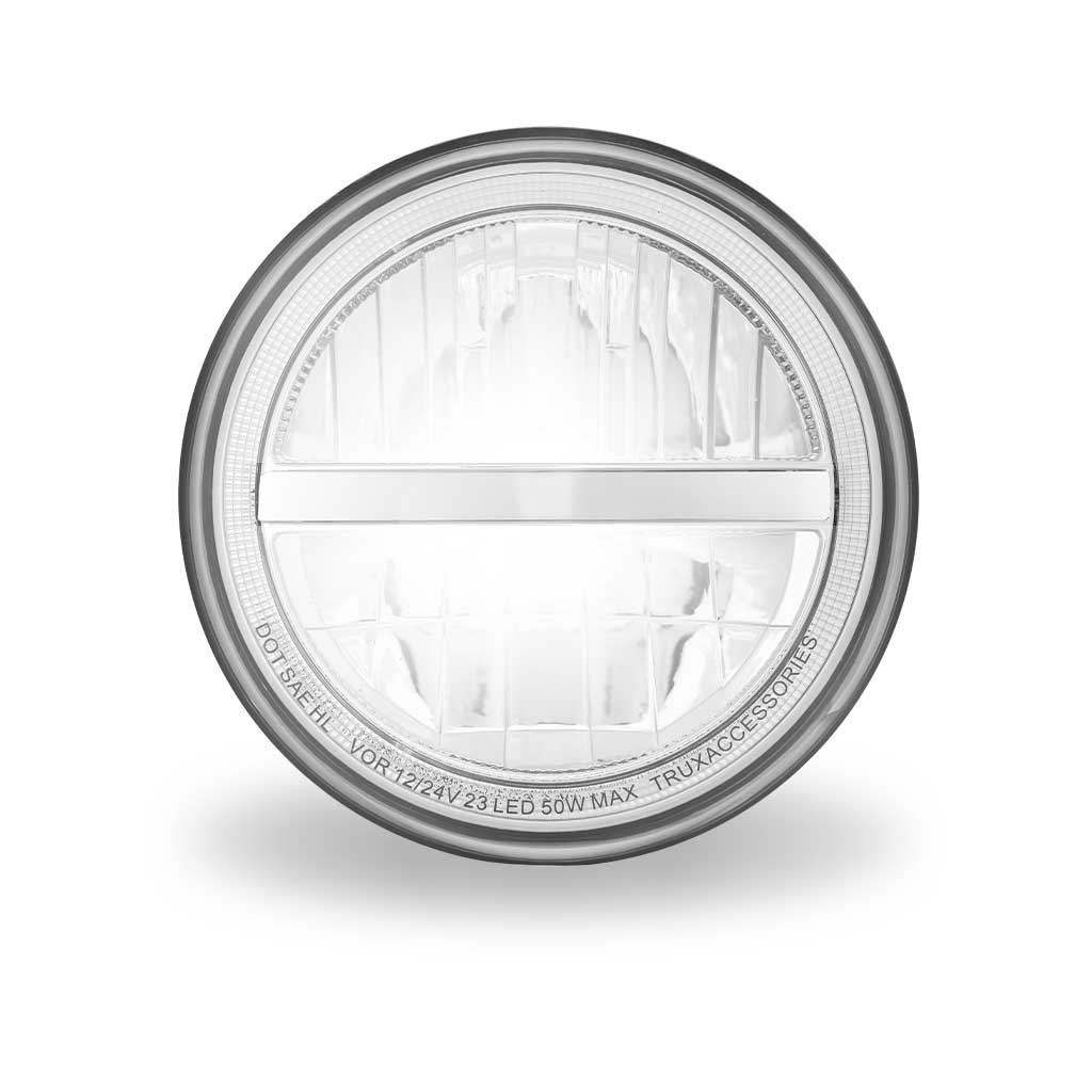 TLED-H118_FRONT_ON 7" LED Reflector Headlight with Glow Position LED Accent - Combination High & Low Beam | 2200 Lumens - Image 2