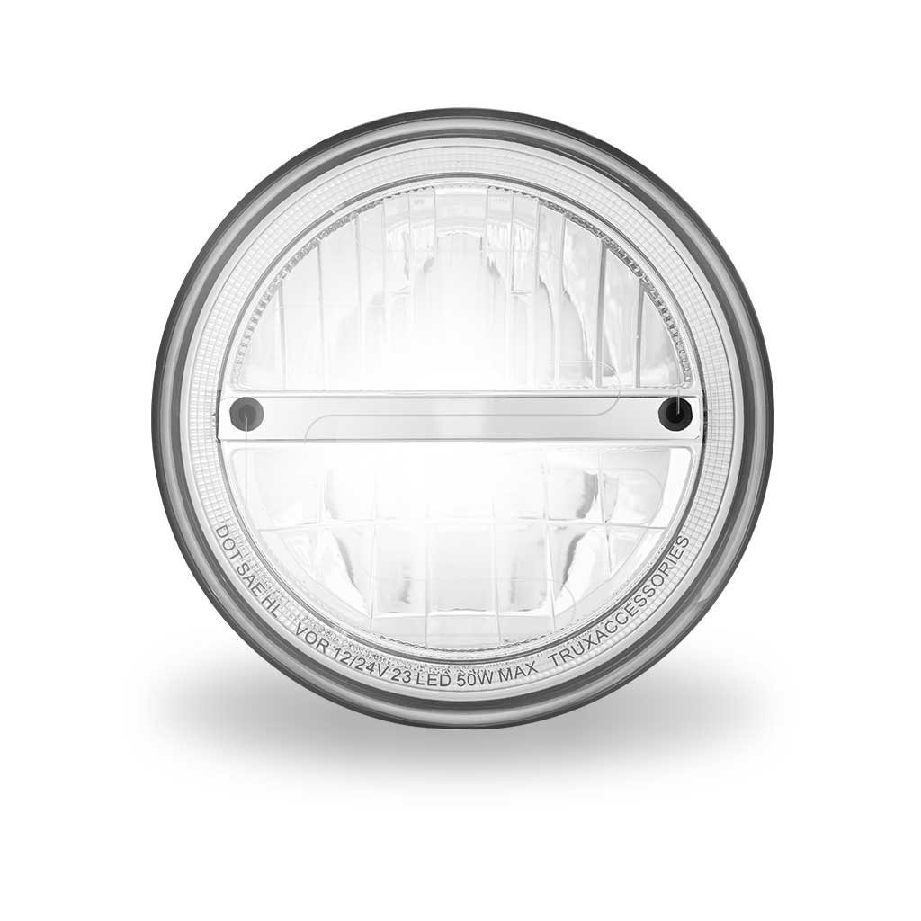TLED-H119_FRONT_ON 7" Heated LED Reflector Headlight with Glow Position LED Accent - Combination High & Low Beam | 2200 Lumens - Image 2