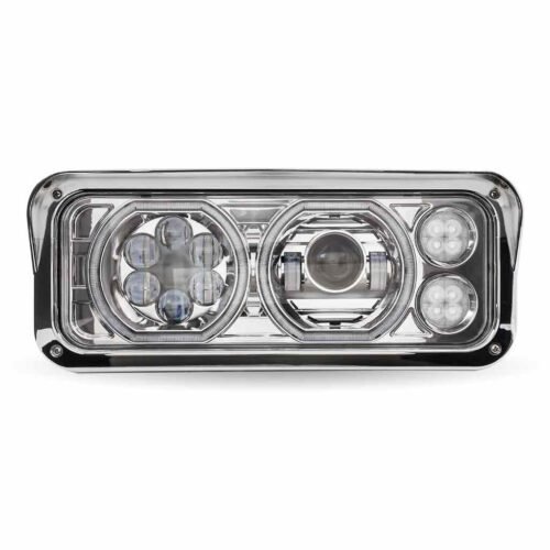 Universal LED Projector Headlight Assembly with Glow Position Halos & Marker LEDs - Chrome (Driver Side)-TLED-H120