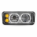 Universal LED Projector Headlight Assembly with Glow Position Halos & Marker LEDs - Chrome (Passenger Side) - Image 3
