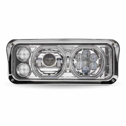 Universal LED Projector Headlight Assembly with Glow Position Halos & Marker LEDs - Chrome (Passenger Side)-TLED-H121