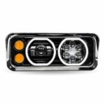Universal LED Projector Headlight Assembly with Glow Position Halos & Marker LEDs - Black (Passenger Side) - Image 3