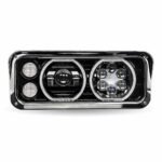Universal LED Projector Headlight Assembly with Glow Position Halos & Marker LEDs - Black (Passenger Side)-TLED-H123