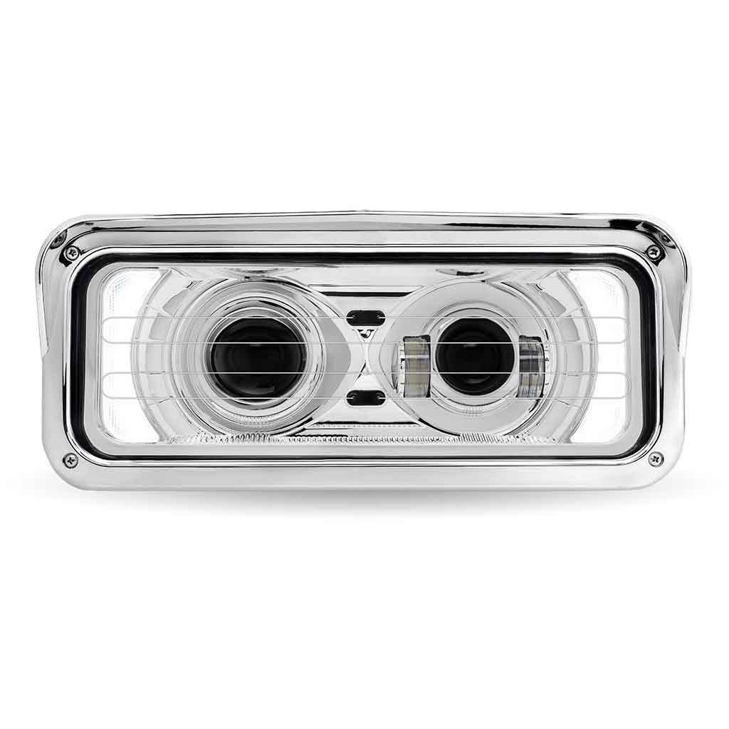 TLED-H126_FRONT_DRL Universal Heated LED Projector Headlight Assembly with Glow Position & Marker LED Accents - Chrome (Driver Side) - Image 4