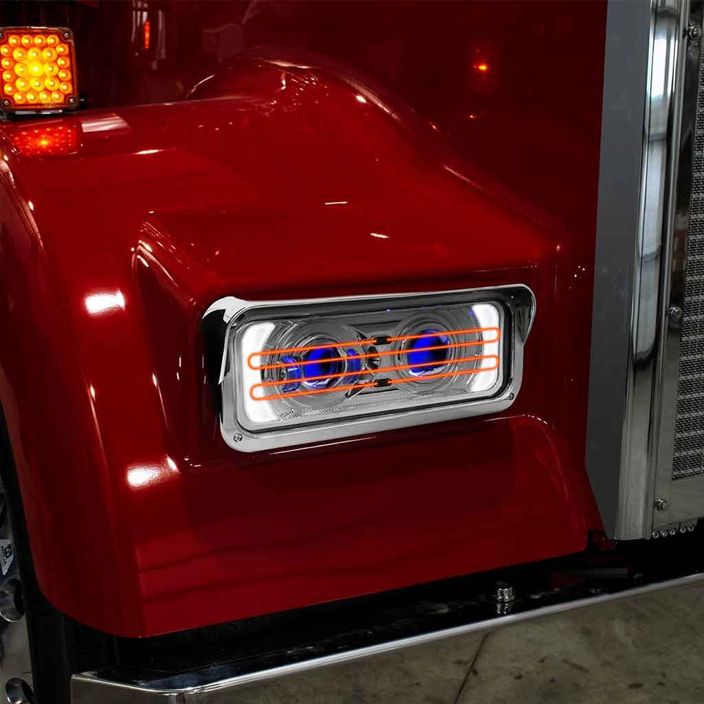 TLED-H127_TRUCK Universal Heated LED Projector Headlight Assembly with Glow Position & Marker LED Accents - Chrome (Passenger Side) - Image 6