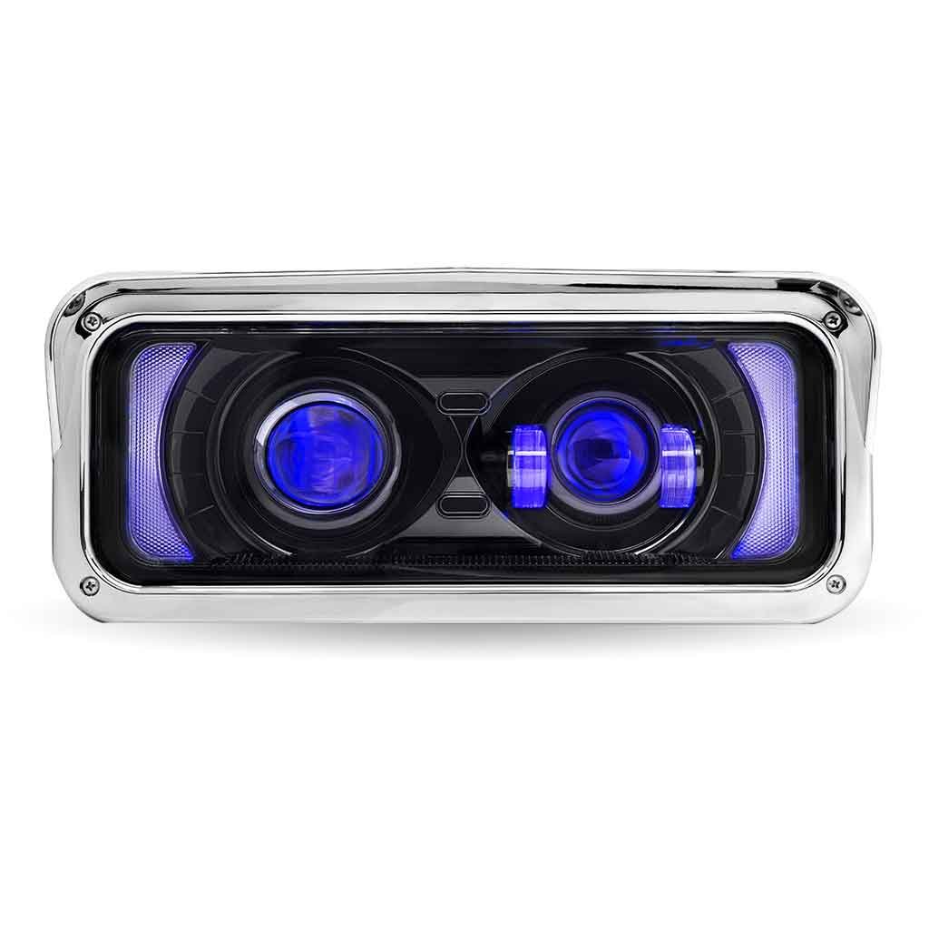 TLED-H134_FRONT_BACKLIT Universal LED Projector Headlight Assembly with Glow Position & Marker LED Accents - Black (Driver Side) - Image 2