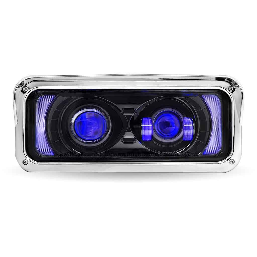 TLED-H135_FRONT_BACKLIT Universal LED Projector Headlight Assembly with Glow Position & Marker LED Accents - Black (Passenger Side) - Image 2