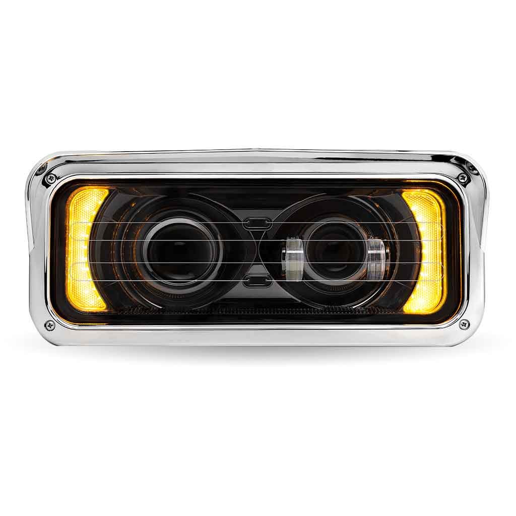 TLED-H136_FRONT_FUNC2 Universal Heated LED Projector Headlight Assembly with Glow Position & Marker LED Accents - Black (Driver Side) - Image 5
