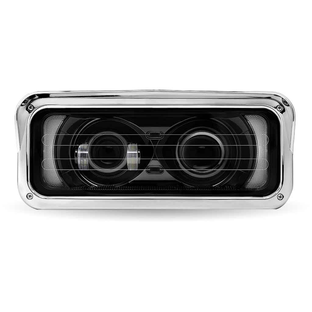 Universal Heated LED Projector Headlight Assembly with Glow Position & Marker LED Accents - Black (Passenger Side)-TLED-H137