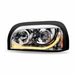Freightliner Century Halogen Projector Headlight Assembly with LED Glow Position, Turn & Marker Accent - Chrome (Driver Side)