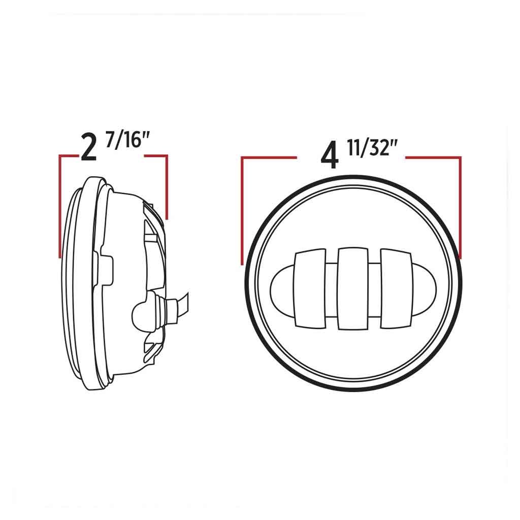 TLED-H27_DIMENSIONS 4.5" Motorcycle LED Fog Lights - 3000 Lumens (Pair) - Image 4