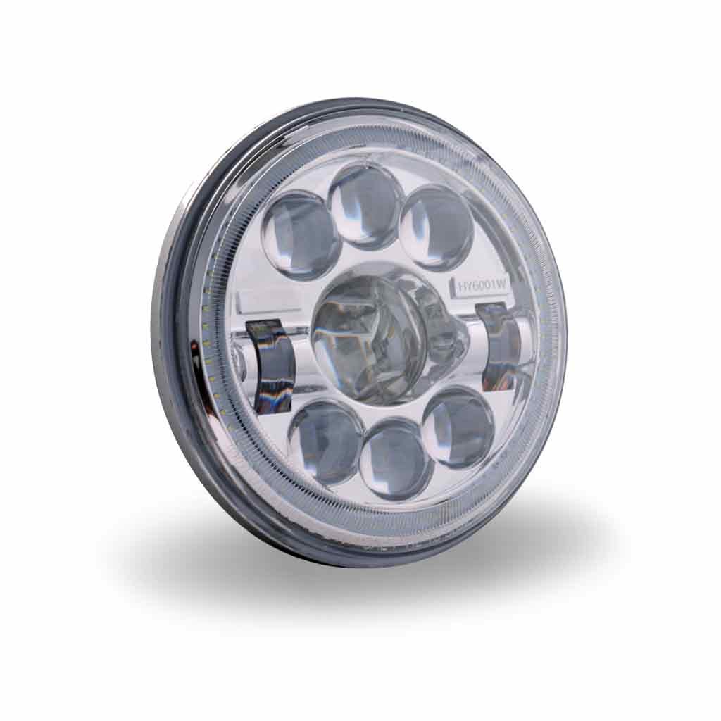 TLED-H3_ANGLE_OFF 7" LED Projector Headlight with Glow Position LED Halo - Combination High & Low Beam | 3000 Lumens - Image 5