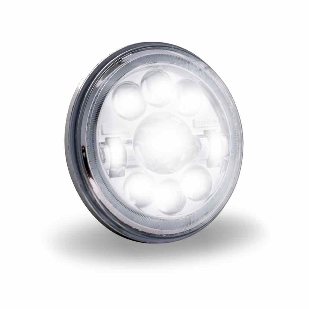TLED-H3_ANGLE_ON 7" LED Projector Headlight with Glow Position LED Halo - Combination High & Low Beam | 3000 Lumens - Image 6
