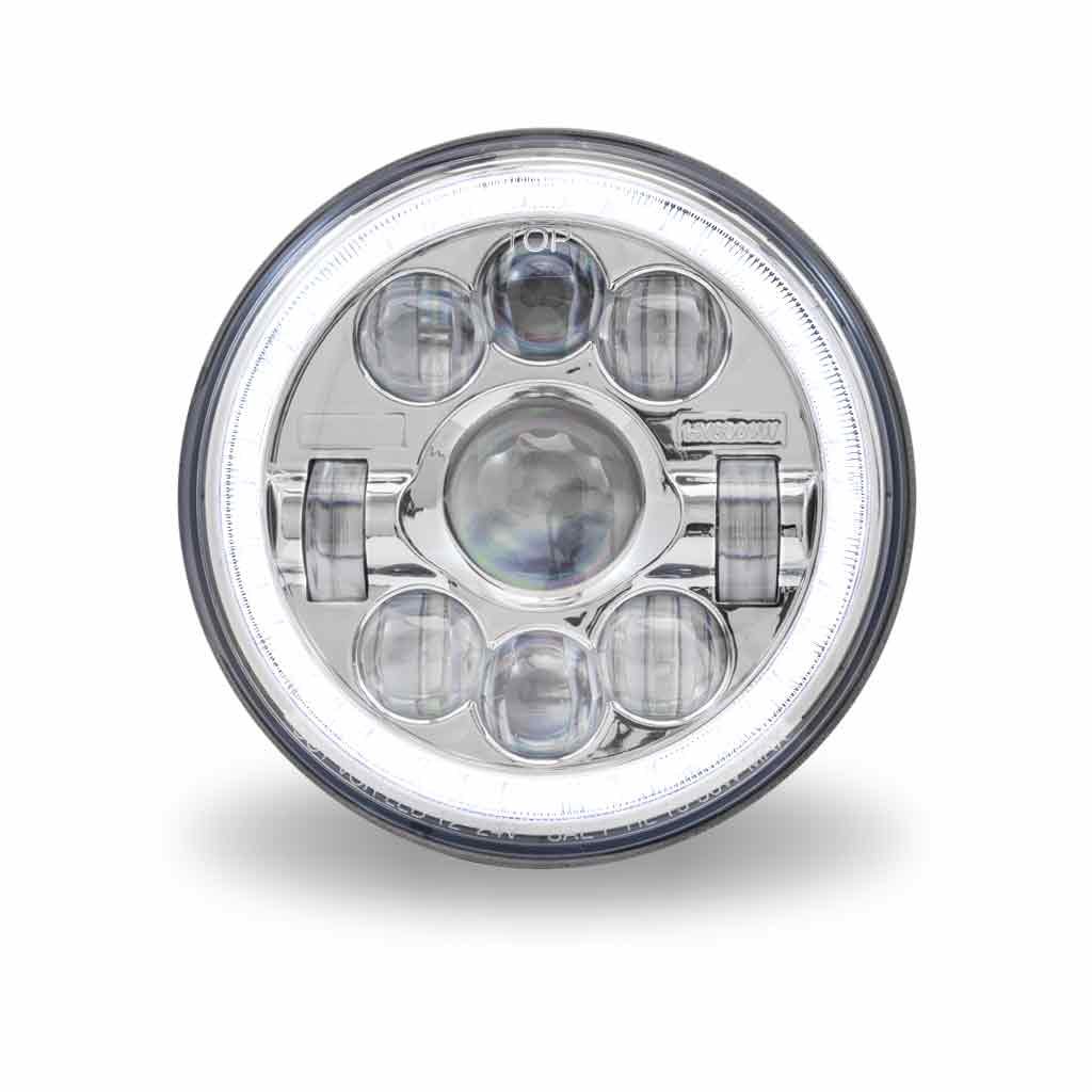 TLED-H3_FRONT_FUNC1 7" LED Projector Headlight with Glow Position LED Halo - Combination High & Low Beam | 3000 Lumens - Image 3