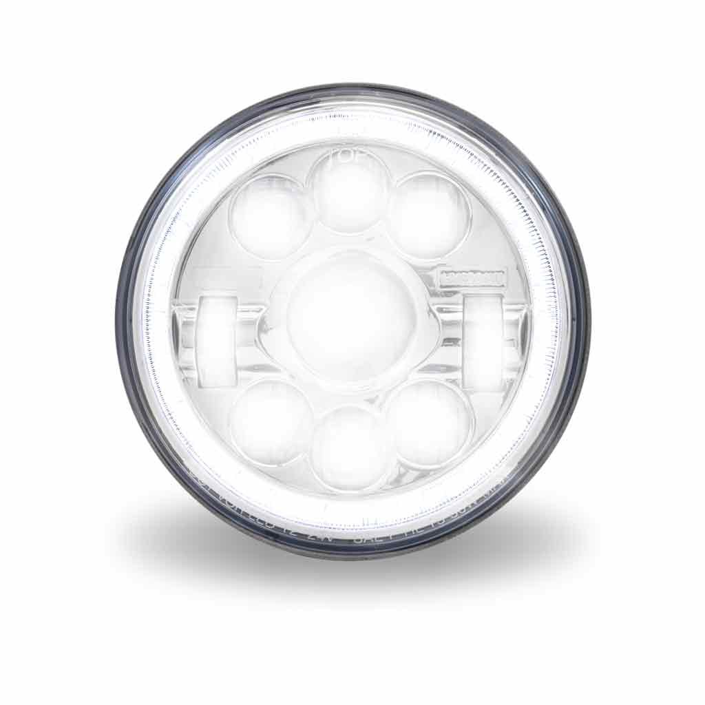TLED-H3_FRONT_FUNC2 7" LED Projector Headlight with Glow Position LED Halo - Combination High & Low Beam | 3000 Lumens - Image 4