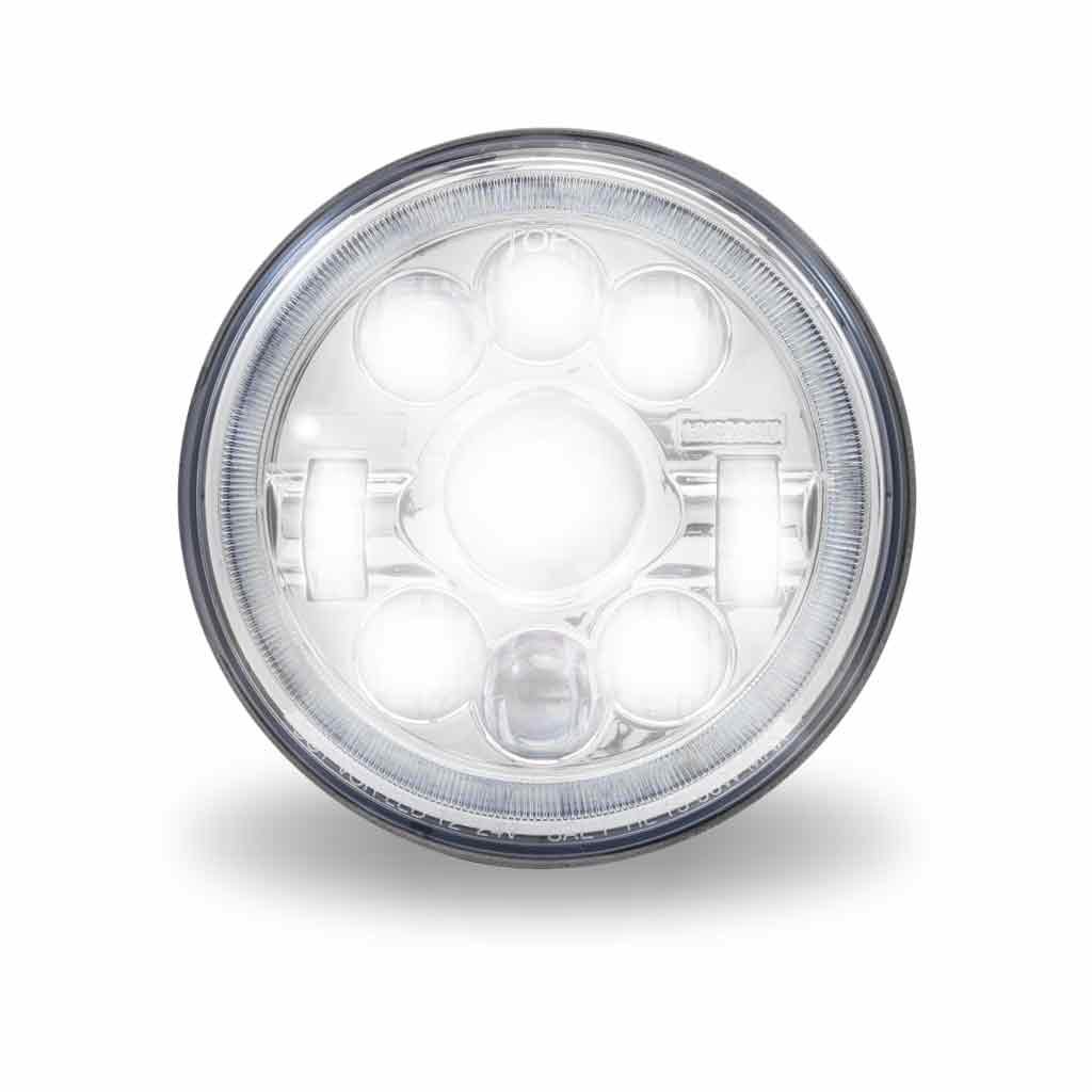 TLED-H3_FRONT_ON 7" LED Projector Headlight with Glow Position LED Halo - Combination High & Low Beam | 3000 Lumens - Image 2