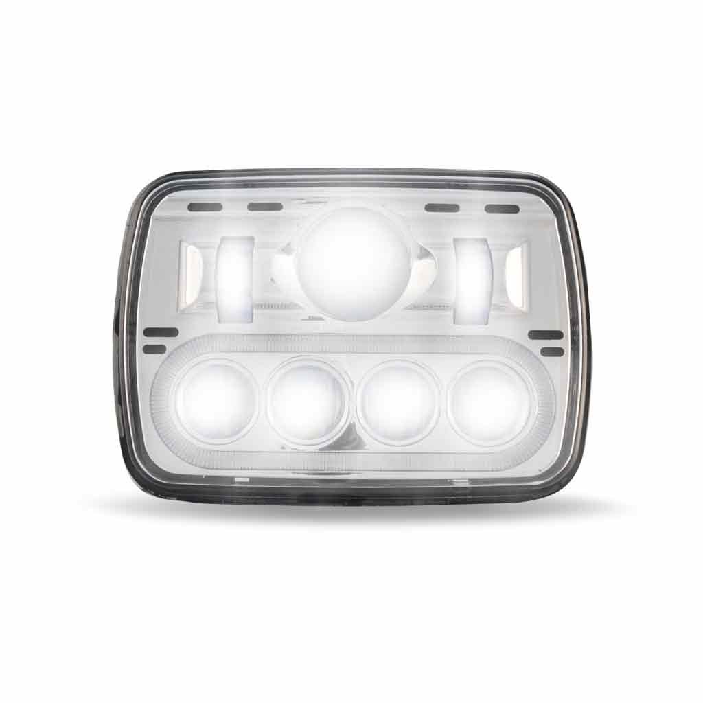 TLED-H4_FRONT_ON 5" x 7" LED Projector Headlight with Glow Position LED Halo - Combination High & Low Beam | 2600 Lumens - Image 2