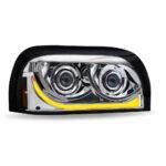 Freightliner Century LED Projector Headlight Assembly with LED Glow Position, Turn & Marker Accent - Chrome (Passenger Side) - Image 3