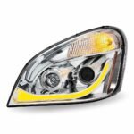 Freightliner Cascadia LED Projector Headlight Assembly with LED Glow Position, Turn & Marker Accent - Chrome (Driver Side) - Image 3