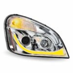 Freightliner Cascadia LED Projector Headlight Assembly with LED Glow Position, Turn & Marker Accent - Chrome (Passenger Side) - Image 3