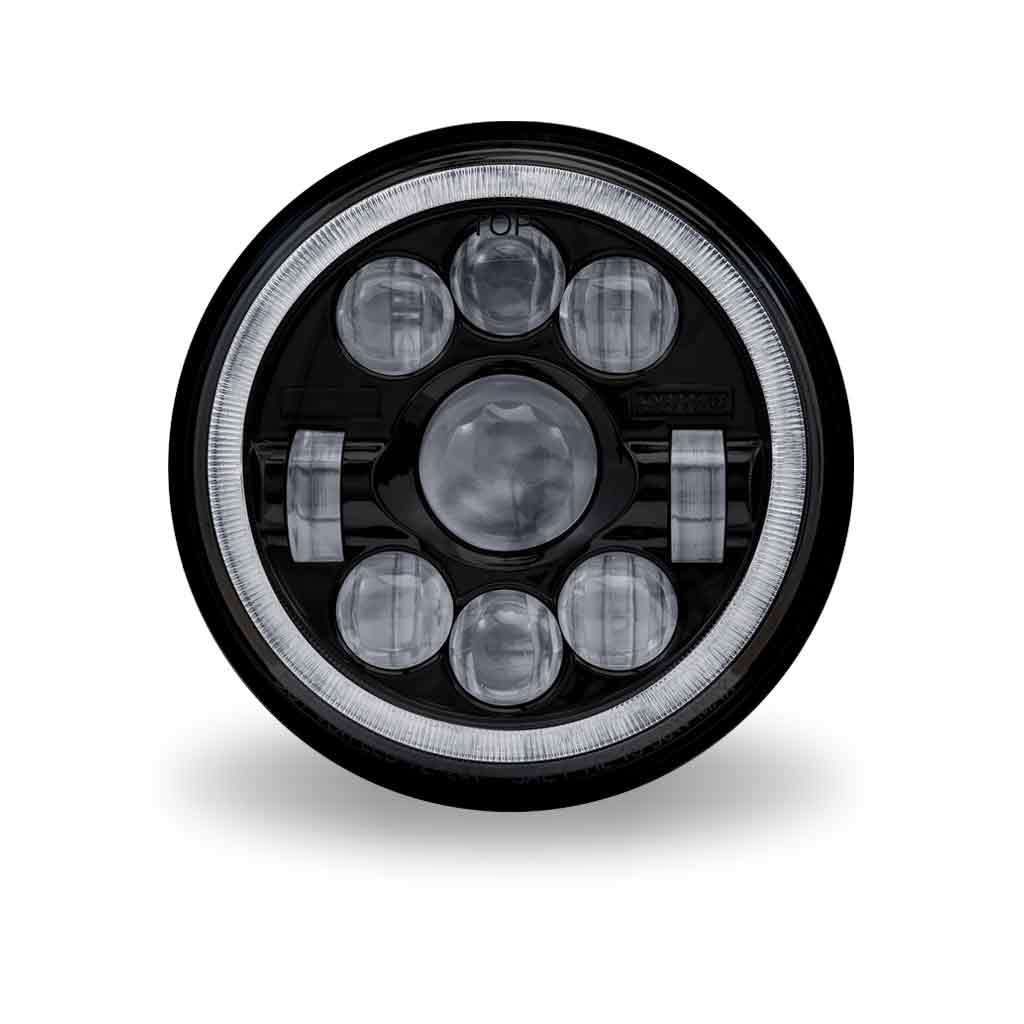 7" LED Projector Headlight with Glow Position LED Halo - Combination High & Low Beam | 3000 Lumens-TLED-H70