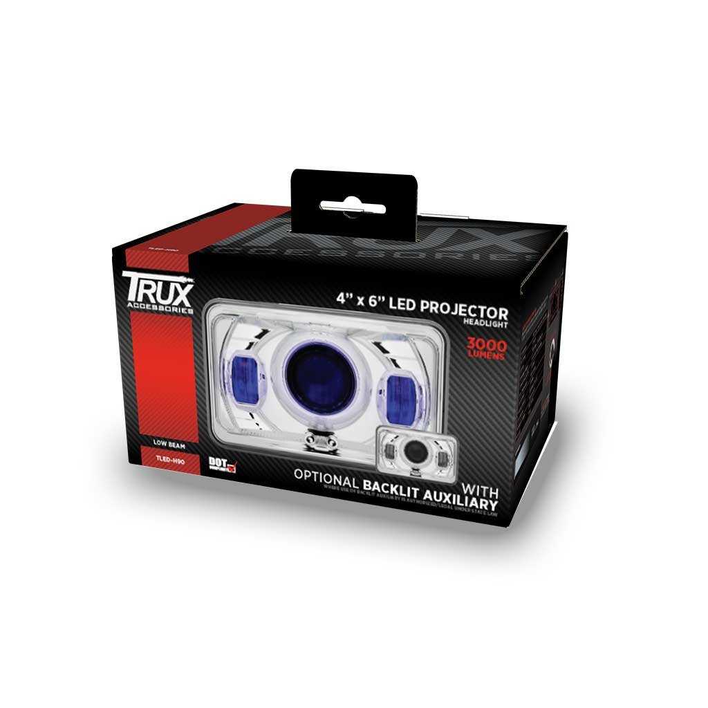 TLED-H90_BOX 4" x 6" LED Projector Headlight with Optional Backlit Auxiliary - Low Beam | 1200 Lumens - Image 5