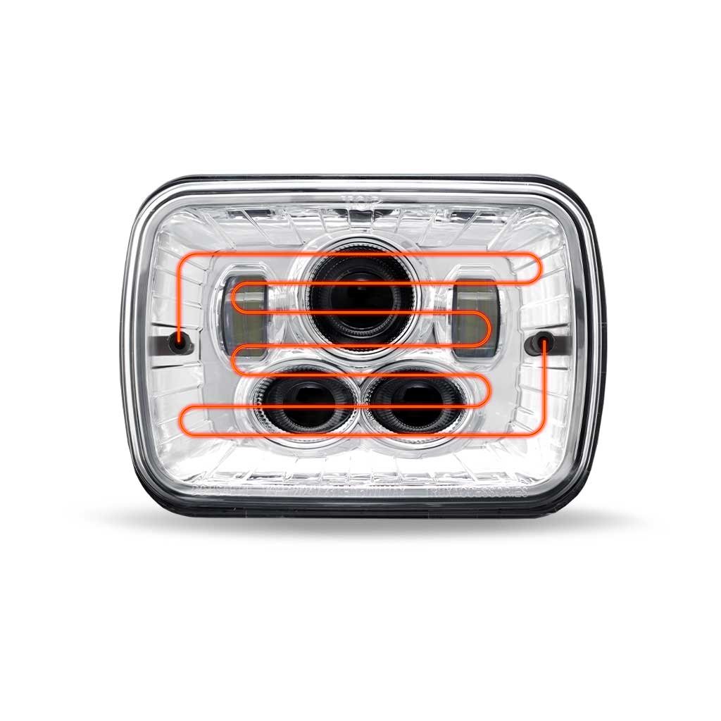 TLED-H95_FRONT_FUNC2 5" x 7" Heated LED Projector Headlight - Combination High & Low Beam | 4000 Lumens - Image 4