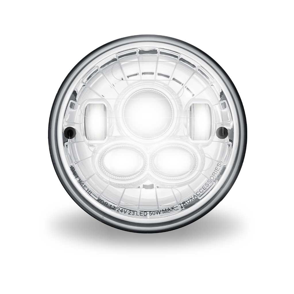 TLED-H97_FRONT_ON 7" Heated LED Projector Headlight - Combination High & Low Beam | 6200 Lumens - Image 2