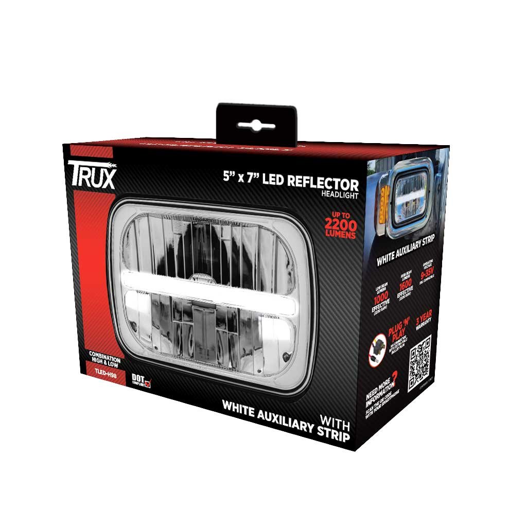 TLED-H98_BOX 5" x 7" LED Reflector Headlight with Glow Position LED Accent - Combination High & Low Beam | 2200 Lumens - Image 6