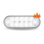 6" Heated Red Stop, Turn & Tail To White Back Up LED Oval Light - 12 Diodes - Image 3
