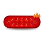 6" Heated Red Stop, Turn & Tail To White Back Up LED Oval Light - 12 Diodes - Image 2