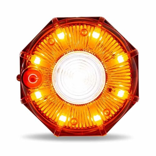 3" Dual Color Amber/White Portable/Magnetic/Hangable LED Flashing Mini Pucks - 9 Diodes-TLED-OC1A