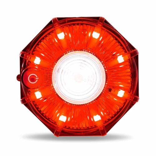 3" Dual Color Red/White Portable/Magnetic/Hangable Hazard LED Flashing Mini Pucks - 9 Diodes-TLED-OC1R