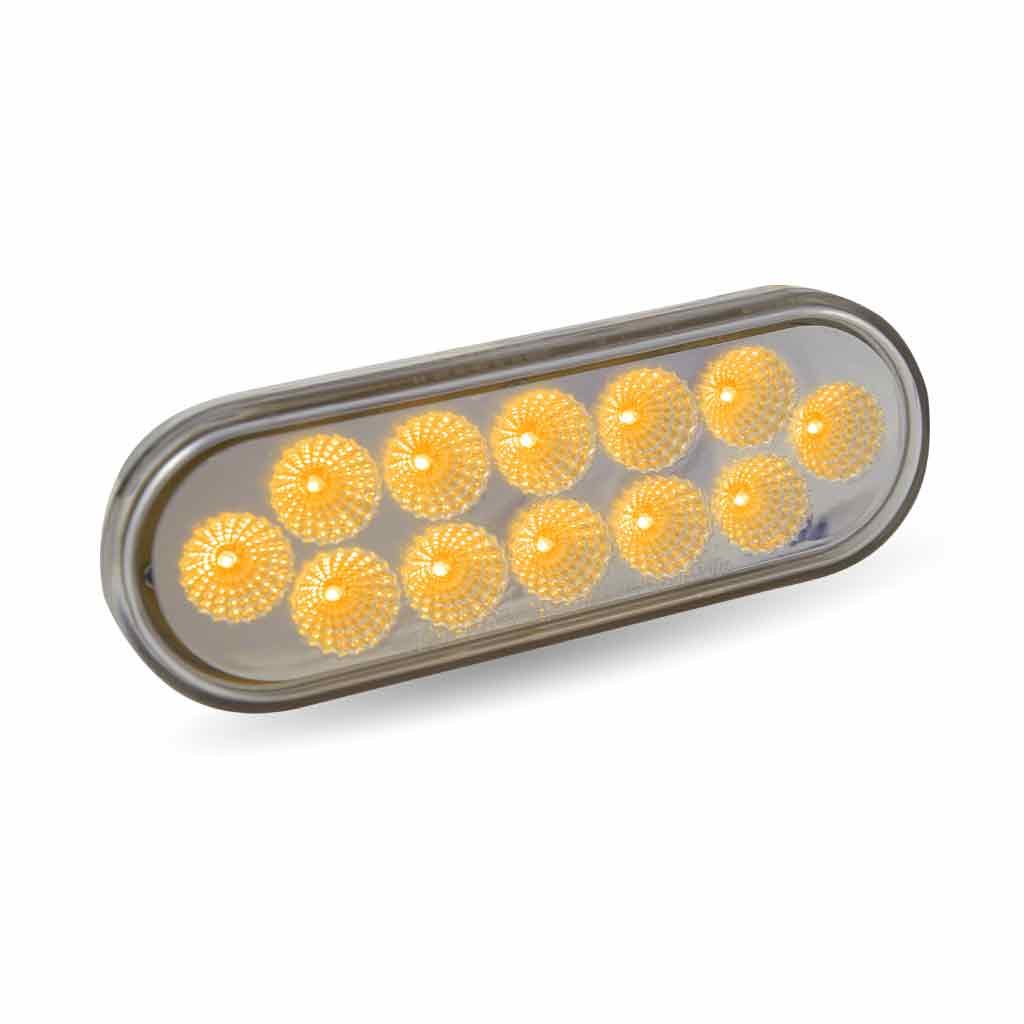 TLED-OX60RAS_ANGLE_FUNC2 6" Red Stop, Turn & Tail to Amber Strobe LED Oval Light - 12 Diodes - Image 7