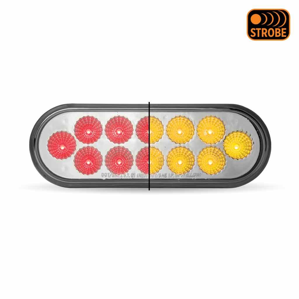Turn & Tail to Amber Strobe LED Oval Light - 12 Diodes-TLED-OX60RAS