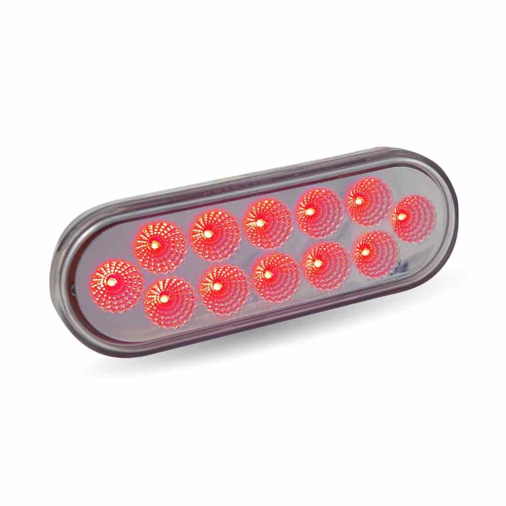 TLED-OX60R_ANGLE_FUNC1 6" Red Stop, Turn & Tail to White Back Up LED Oval Light - 12 Diodes - Image 6