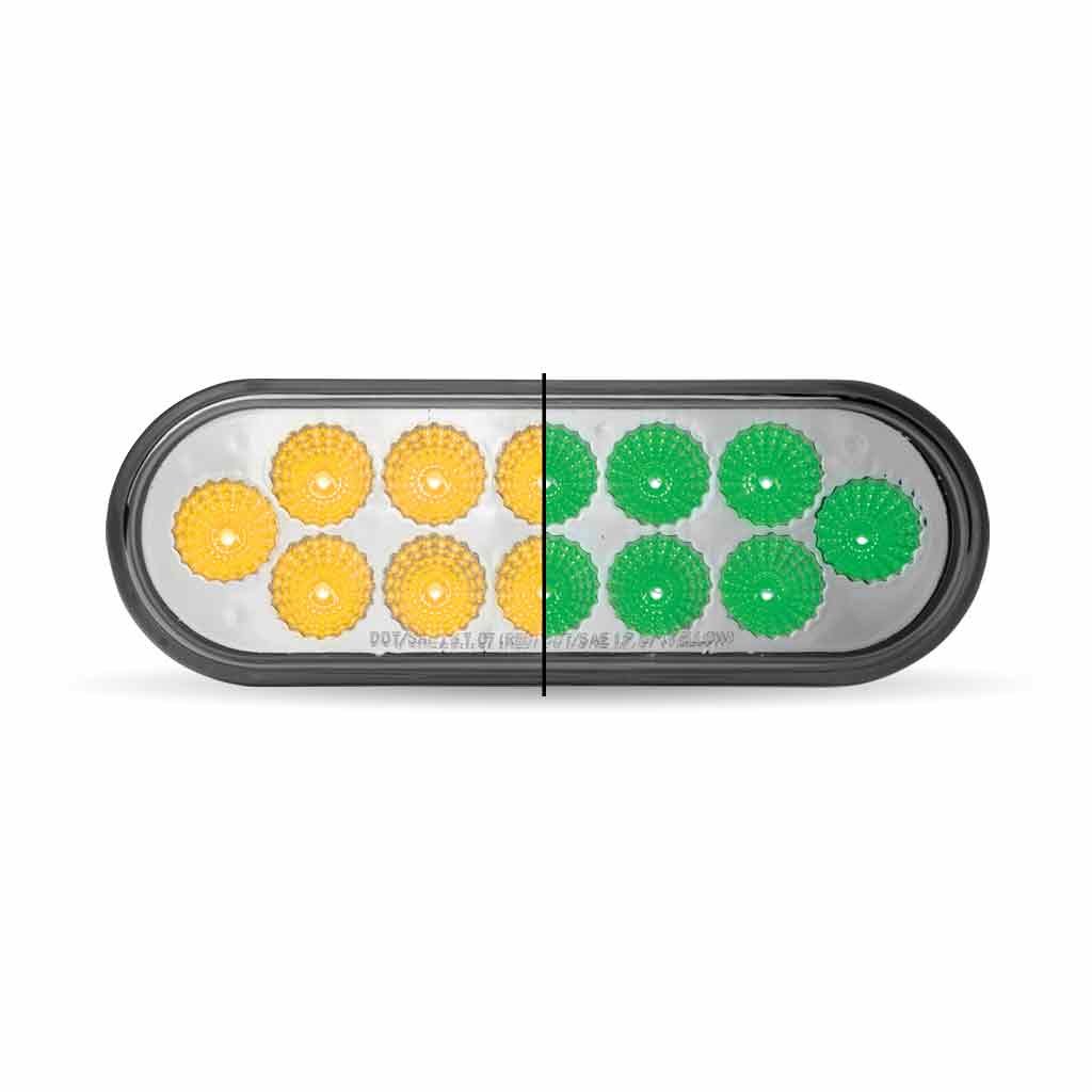 6" Amber Turn & Marker to Green Auxiliary LED Oval Light - 12 Diodes-TLED-OXAG