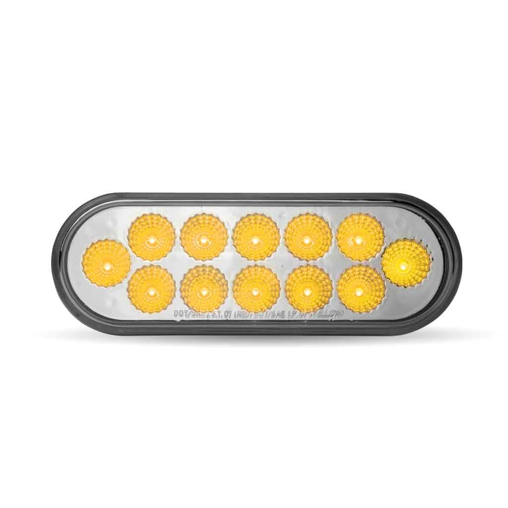 TLED-OXAPINK_FRONT_FUNC1 6" Amber Turn & Marker to Pink Auxiliary LED Oval Light - 12 Diodes - Image 3